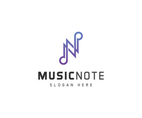 Fototapeta premium Letter N Music Note Logo