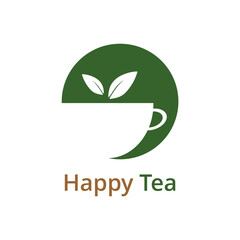happy tea abstract logo design illustration