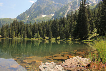 The Poursollet lake in the massif of Taillefer in the french alps
