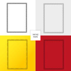 set of vintage multicolored frames in ornament style