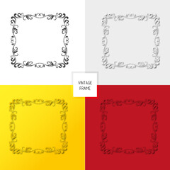 set of vintage multicolored frames in ornament style
