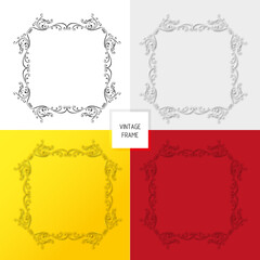 set of vintage multicolored frames in ornament style