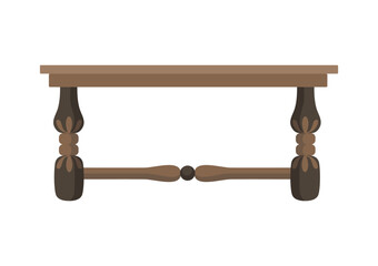 Empty wooden table or desktop. Clean small element of of home interior scenics. Template for object presentation. Table isolated on white background