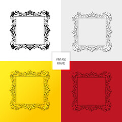 set of vintage multicolored frames in ornament style