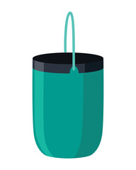 Bucket. Bail vector cartoon icon or pail with handle. Plastic household equipment. Cleaning container