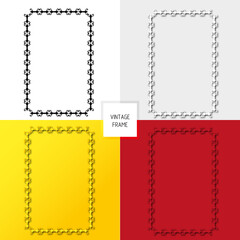 set of vintage multicolored frames in ornament style