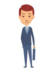 Kid profession businessman. Cartoon young person in professional uniform. Cute children occupation vector illustration. Boy character in professions suit