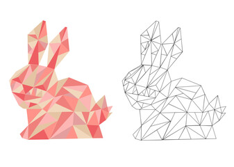 WebYear of the rabbit. Polygonal rabbit model. Symbol of the Chinese New Year 2023. Cute hare made of triangles