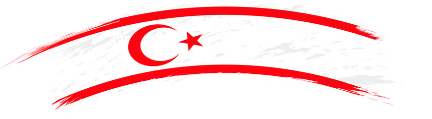 Flag of Northern Cyprus in rounded grunge brush stroke.