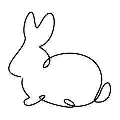 Rabbit one line art, bunny continuous contour. Animal, symbol of 2023 by Chinese horoscope. Simple minimalist design. Vector illustration new year
