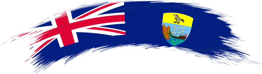 Flag of Saint Helena in rounded grunge brush stroke.
