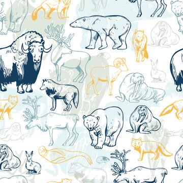 Vector   Pattern With  Northern Animals .