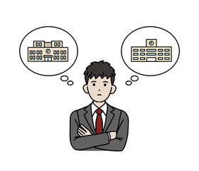 進学と進路　志望校を考る中学生の男の子のイラスト