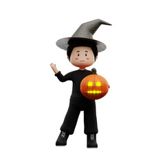 3d rendering boy character halloween, used for web, app, infographic