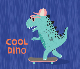 Hand drawing cute dinosaur for tee print.