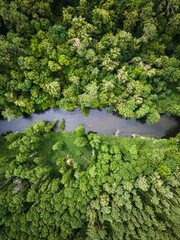 Naklejka premium Kayaking on river. Sport in summer. Aerial view of Poland