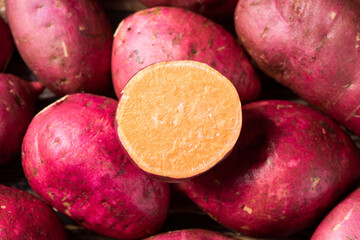  close up of half sweet potato background