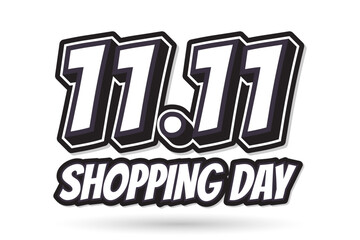 11.11 Shopping day font design on white background. Vector illustration