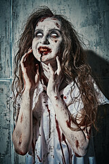 woman with bloody mouth