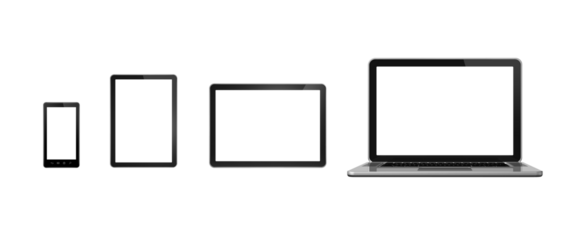 computer, laptop, mobile phone and digital tablet pc