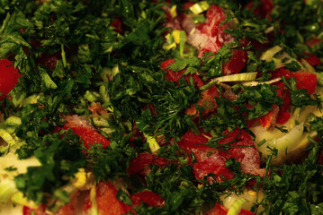 Top view of vitamin winter frozen vegetable salad