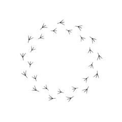 Bird Traces Circle Loop Shape. Frame.