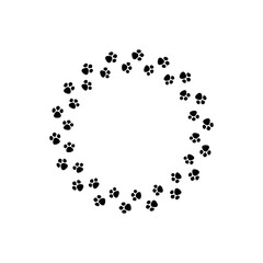 Pet Paws Circle Loop Shape. Frame.