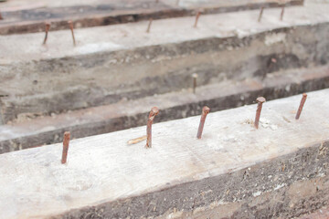 rusty nails in wood