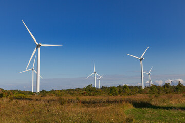 Wind turbines that produce electricity, field in Paldiski, Estonia