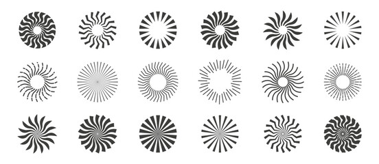 Sunburst icon set. Retro sunburst design.  Starburst sunburst circle shape. Vector illustration