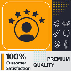 five stars customer product rating review icon. Social media sign. Vector illustration
