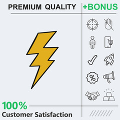 lightning bolt icon graphic element. Modern design.