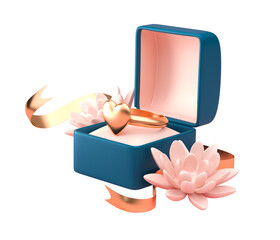 Wedding Rings with Ornaments. 3D Illustration