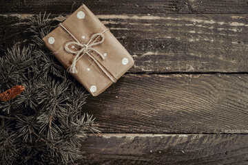 Holidays christmas on wooden background