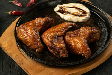 close-up view of delicious grilled chicken with spices