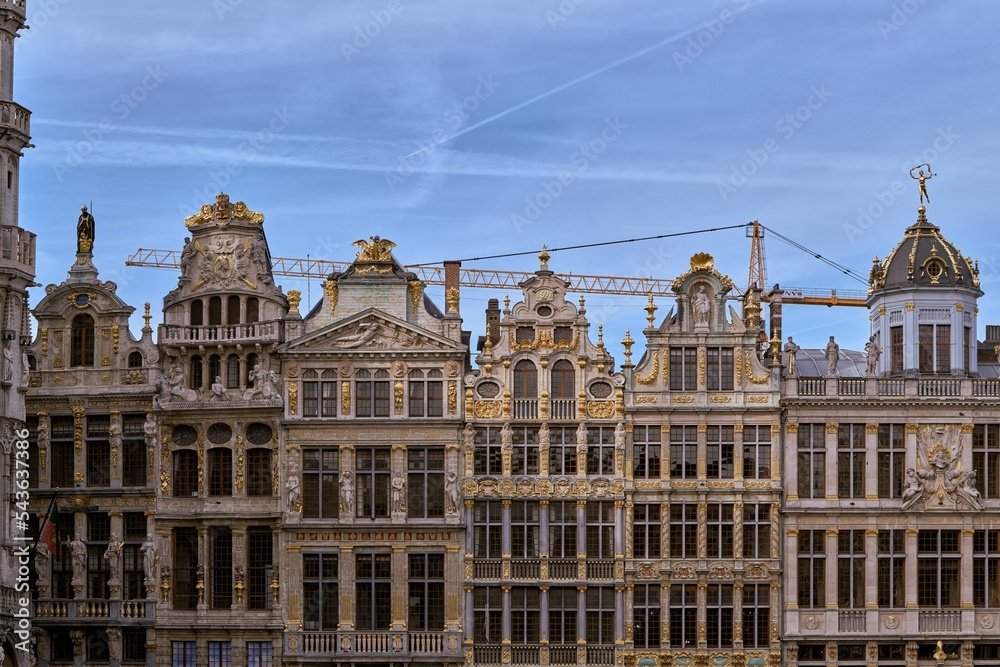 Wall mural beautiful view of grand place with its guild halls historical buildings, brussels, belgium, europe