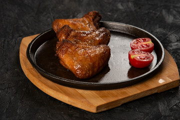 close-up view of delicious grilled chicken with spices