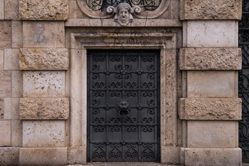 Germany-September 30, 2022 :  Antique wrought iron entrance door.