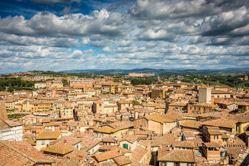 Panoramic view of Old Sienna, Italy
