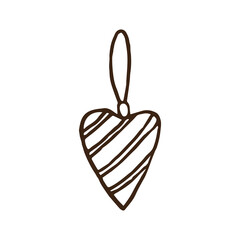 Christmas toy in the shape of a heart with lines
