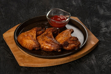 close-up view of delicious grilled chicken with spices