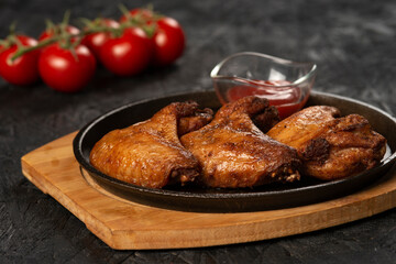 close-up view of delicious grilled chicken with spices