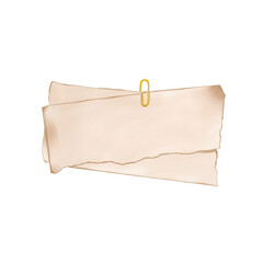 craft texture paper  stickers for notes and message and blank, fastened with a yellow paper clip, white and brown stickers