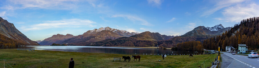 View of the lake and mountains