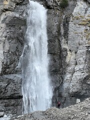 Schmuerfälle or Schmuer Waterfalls (Cascada da Pigniu oder Aua da Fluaz Wasserfälle) over the...