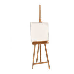 wooden easel for painting picture and with blank canvas