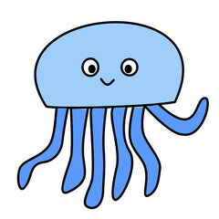 Cute jellyfish Illustration for kids and ocean theme 