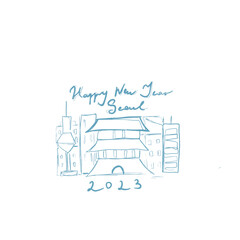 Naklejka premium happy new year Seoul card.