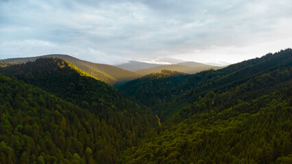 Fototapeta na wymiar mountains and forests photographed from a drone Transylvania, Romania
