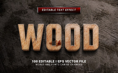 wood 3d style text effect